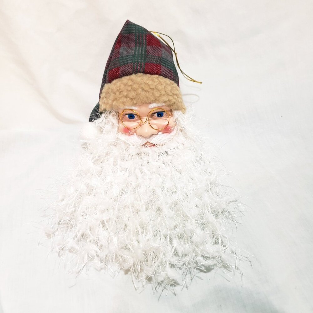 Santa Face Glasses Plaid Hat Christmas Ornament 13" Walgreens 2015